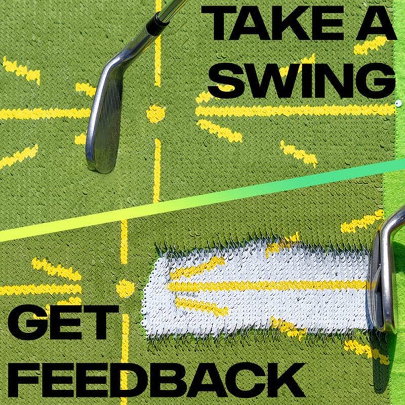 Golf Training Swing Mat with Directional Swing Practice Track System