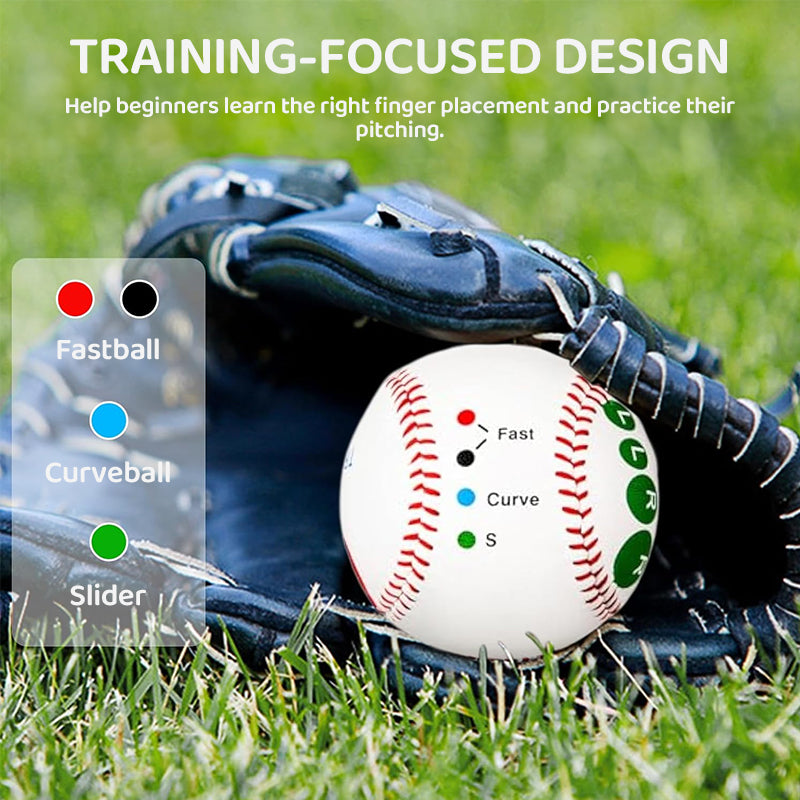 9 Inch Competition Training Baseball with Finger Placement Markers Practice Aid