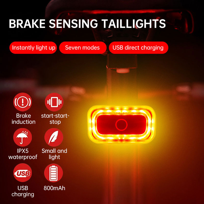 Intelligent Brake Sensor Bicycle Taillight USB Charging Warning Light
