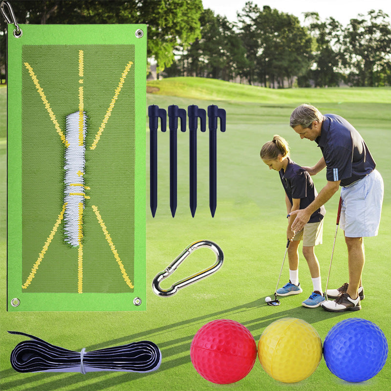 Golf Training Swing Mat with Directional Swing Practice Track System