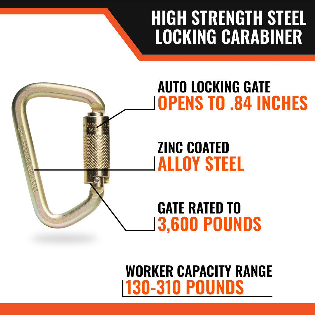 Steel Locking Carabiner Heavy Duty Secure Outdoor Utility Clip