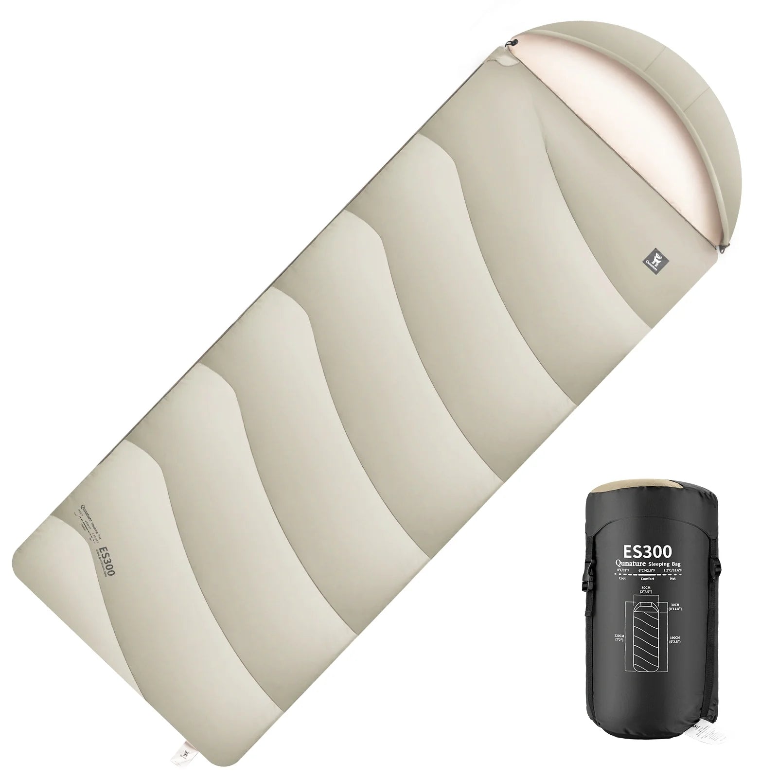 Cotton Envelope Portable Backpacking Sleeping Bag with Compression Sack