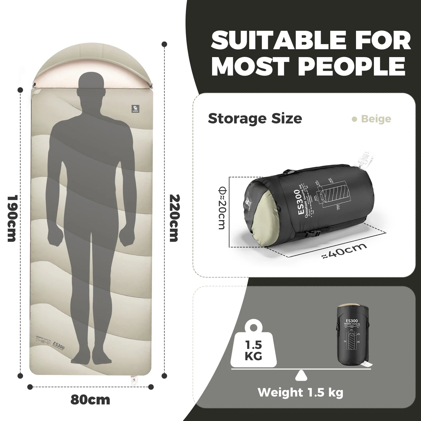 Cotton Envelope Portable Backpacking Sleeping Bag with Compression Sack