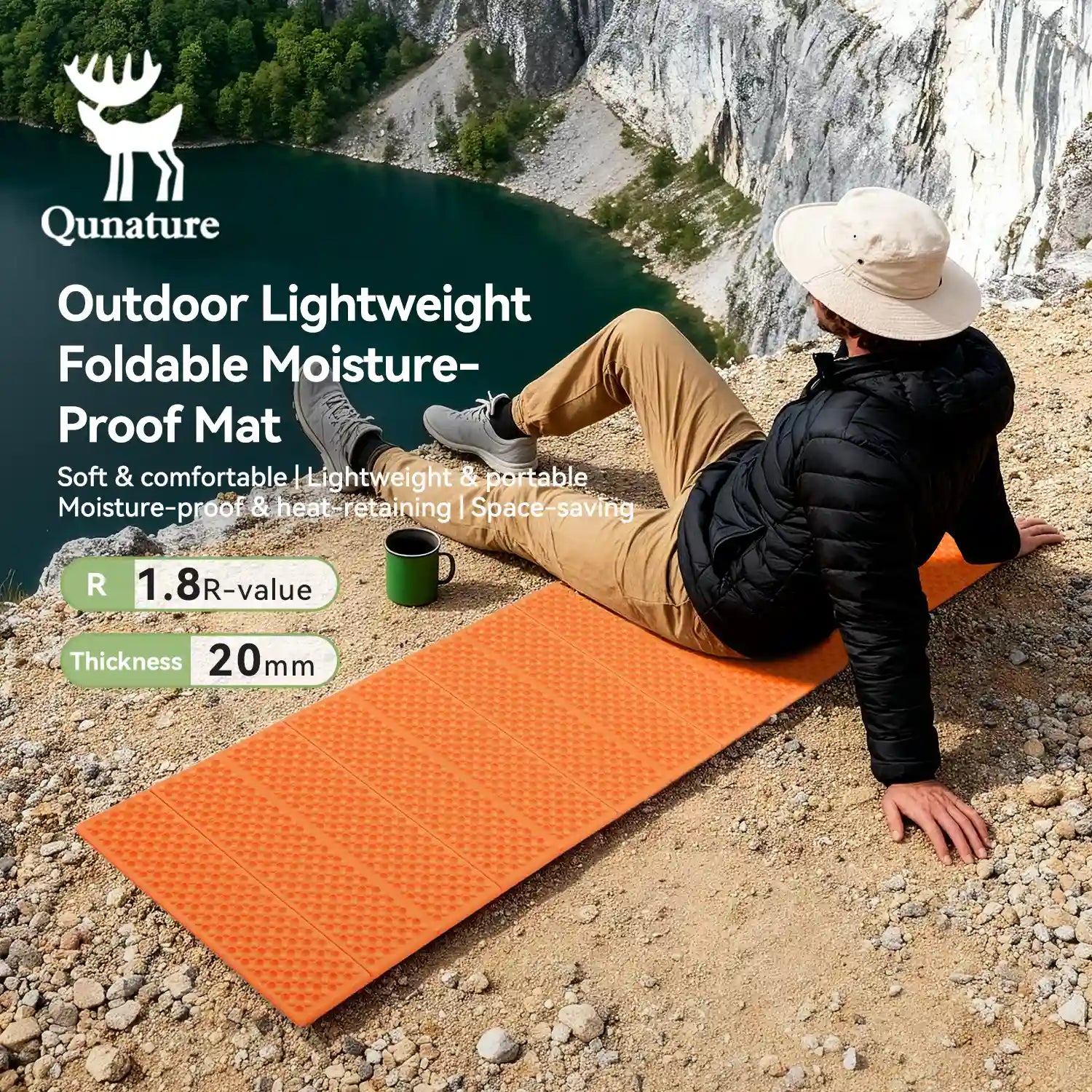 Ultralight Folding Sleeping Pad Waterproof R-Value 1.8 Camping Hiking