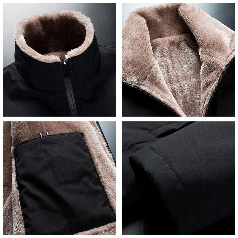 Men’s Winter Windproof Thick Fleece Jacket for Outdoor Hiking Use
