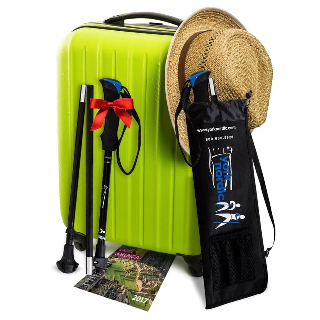 Travel Folding Hiking Poles with Rubber Feet Baskets Carry Bag