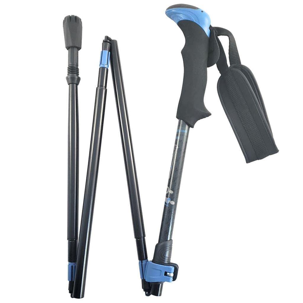 Travel Folding Hiking Poles with Rubber Feet Baskets Carry Bag
